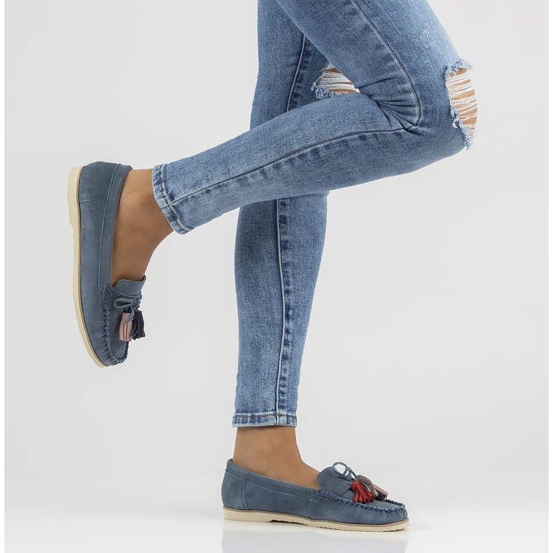 Läder loafers Filippo DP3512 / 22 Nv marinblå 2