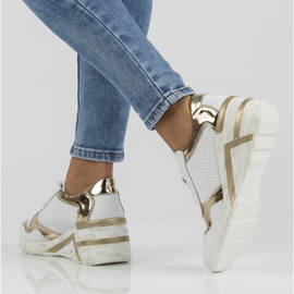 Läder Sneakers Filippo DP3693 / 22 Wh vit gyllene 1