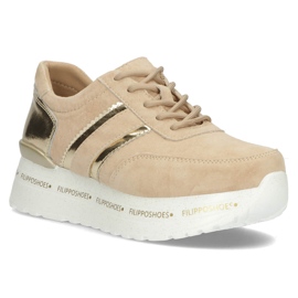 Läder Sneakers Filippo DP3689 / 22 Be beige gyllene 1
