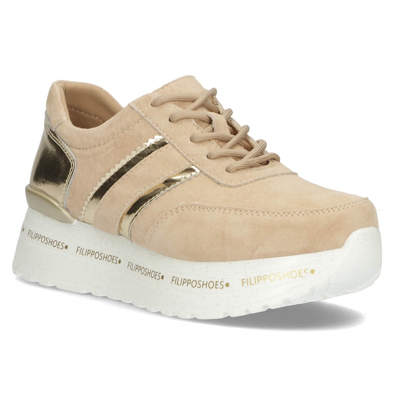 Läder Sneakers Filippo DP3689 / 22 Be beige gyllene 1