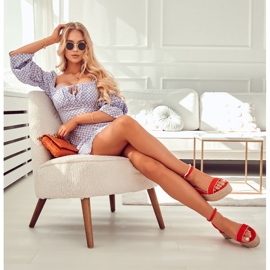 FW1 Damsandaler på kil med röd linett av Cubic Zirconia 2