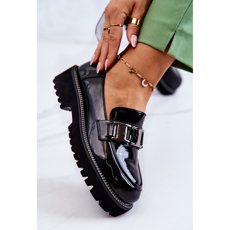 S.Barski Lackade läderskor i svart Corine 1