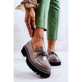 S.Barski Lackskor med ljusbrun Adison-dekoration mångfärgad 1