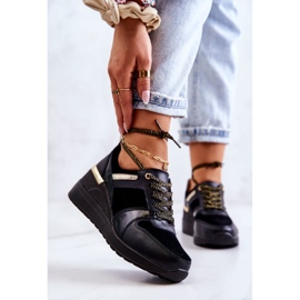 S.Barski Svarta Rayana Läder Sportskor På En Kil 1