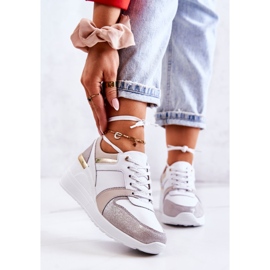 S.Barski Sportskor i läder på en kil vit och grå Rayana 2