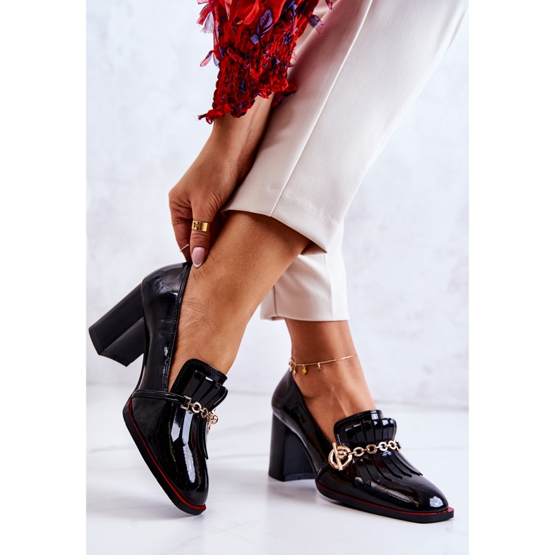 S.Barski Lackade Trendiga Svarta Jenice Pumps 2