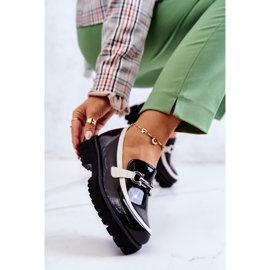 S.Barski Lackade Dam Loafers Svartvit Cassida 1