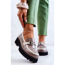 S.Barski Lackade Dam Loafers Beige-Vit Cassida 2