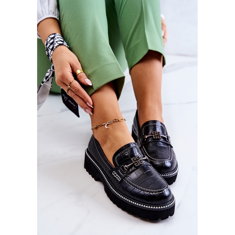 S.Barski Snakeskor i läder med svart Adison-dekoration 1