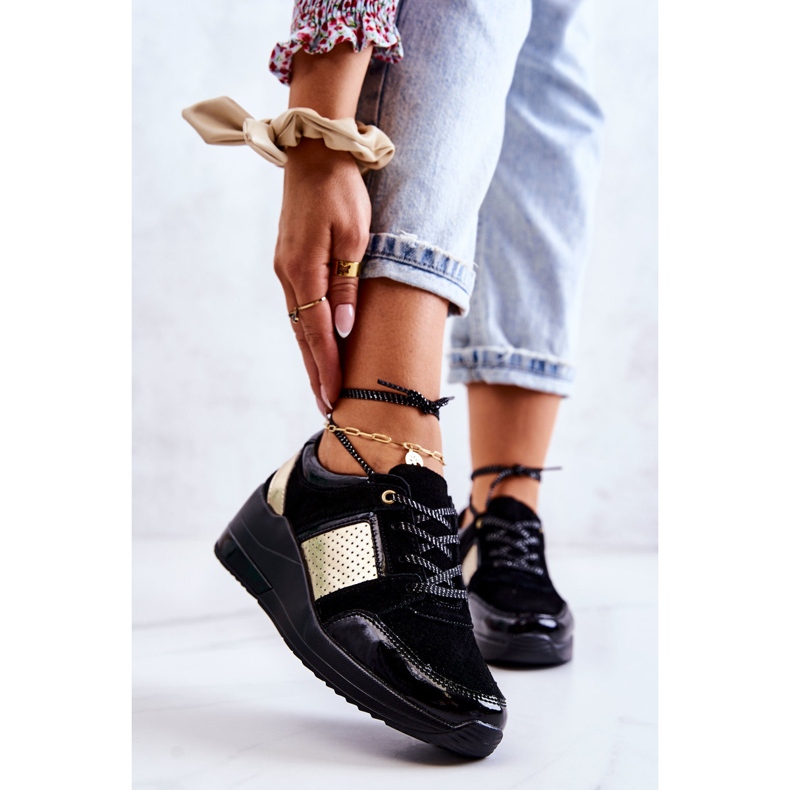 S.Barski Sportskor i mocka för kvinnor på en kil Svart Larson 1