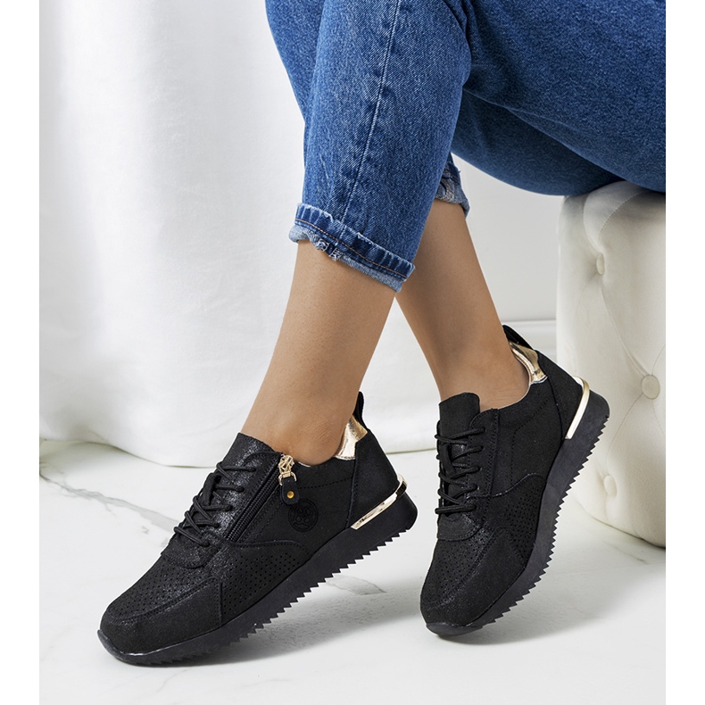 Svarta Ancaster-sneakers i läder gyllene 1