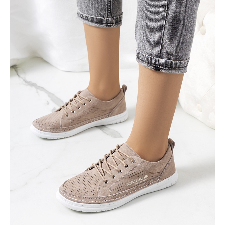 Valeska sneakers i beige läder 1