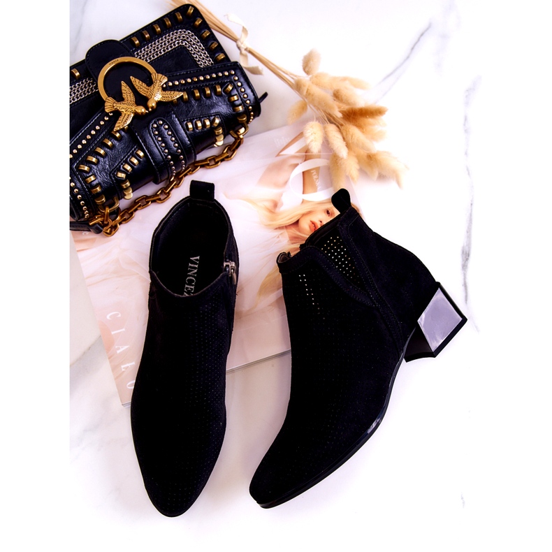 Vinceza Svarta Carine genombrutna mockaskor med snitt 4