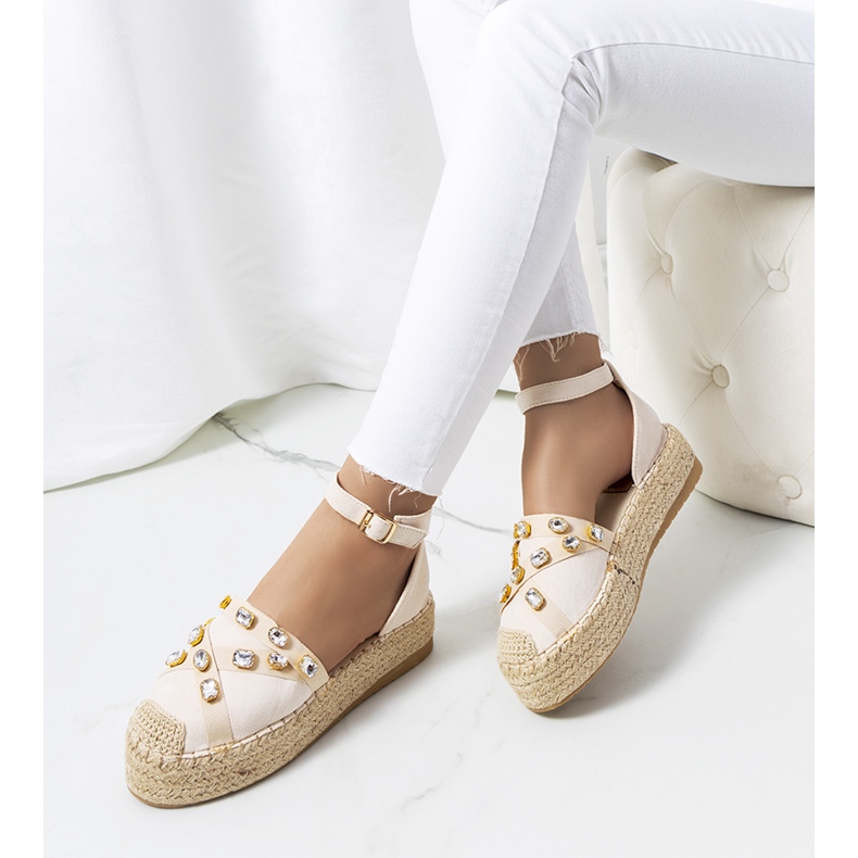Beige espadrillor med Dide cubic zirconia 1