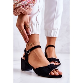 Sergio Leone Lorisa svart mocka sandaler med hög klack 1