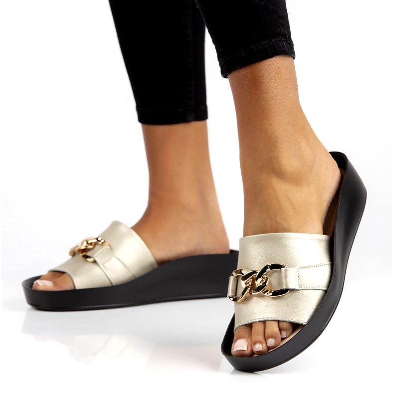 Skinntofflor Filippo DK3590 / 22 Go golden gyllene 1