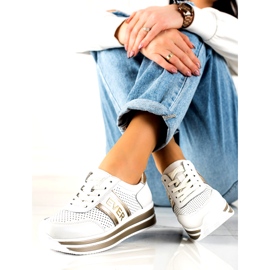 Ever Sportskor för kvinnor Filippo DP1414 vit och guld gyllene 2