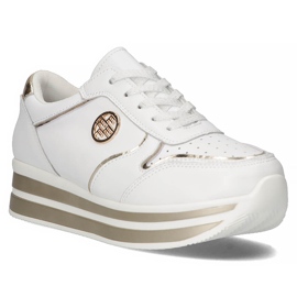 Läder Sneakers Filippo DP3682 / 22 WH vit gyllene 2