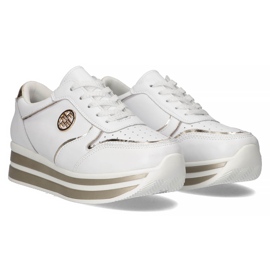Läder Sneakers Filippo DP3682 / 22 WH vit gyllene 5