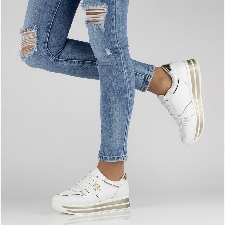 Läder Sneakers Filippo DP3682 / 22 Wh vit 1