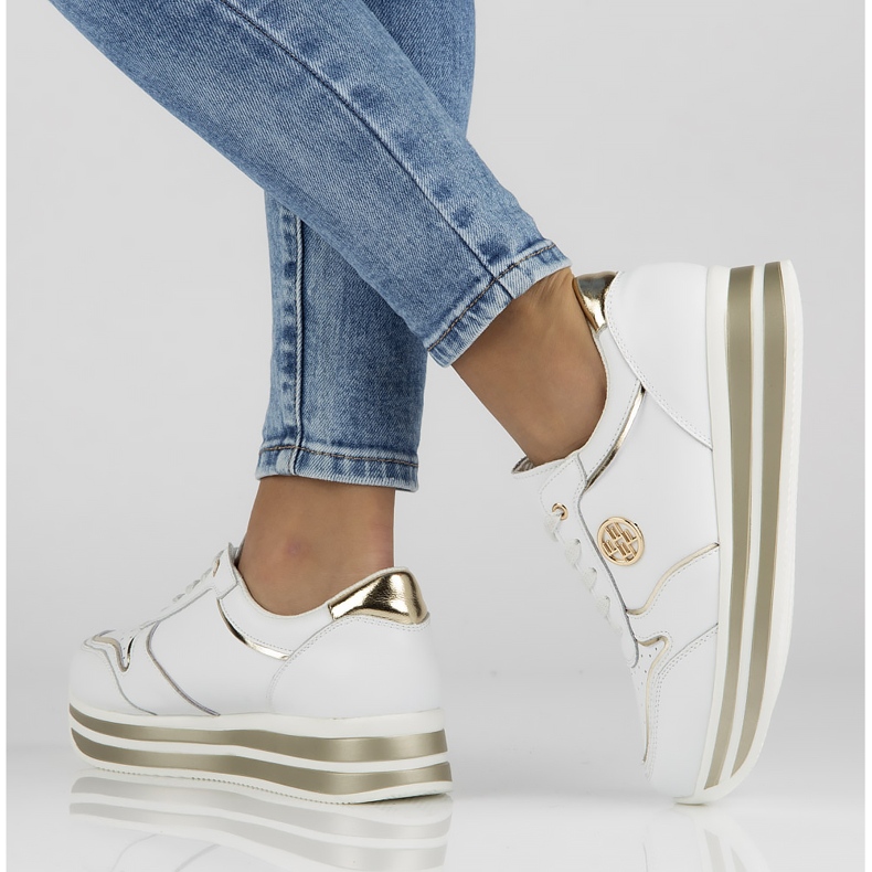 Läder Sneakers Filippo DP3682 / 22 Wh vit 2