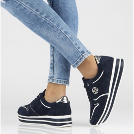 Läder Sneakers Filippo DP3682 / 22 Nv marinblå 1