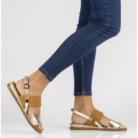 Lädersandaler Filippo DS3601 / 22 Go Br brun och guld gyllene 1