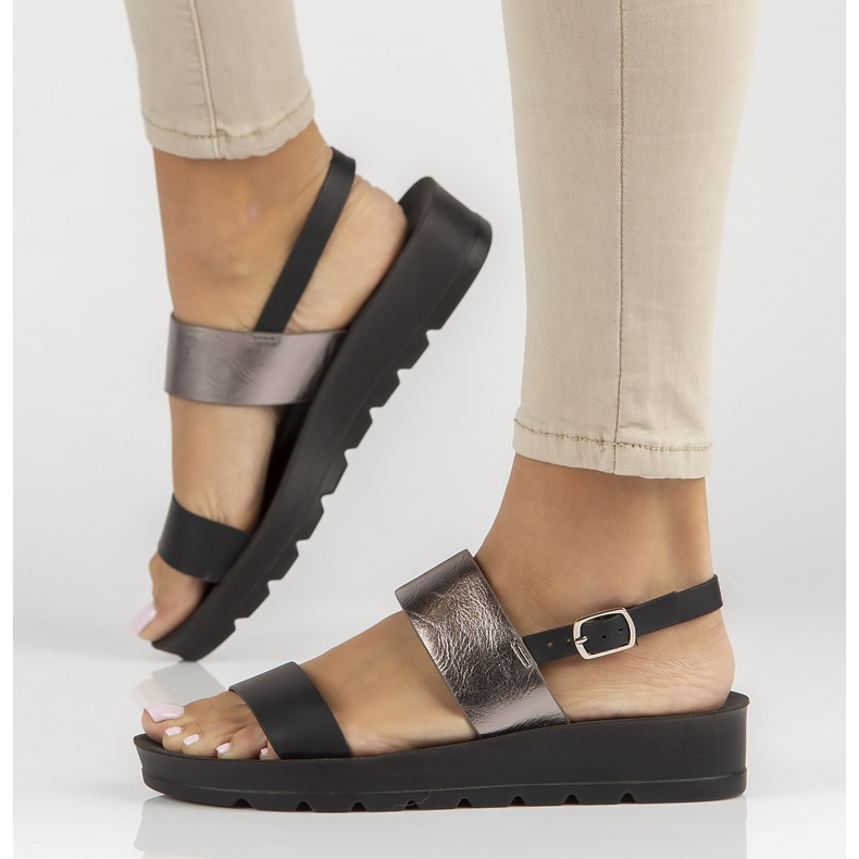 Filippo DS3612 / 22 Bk svarta sandaler silver- 1