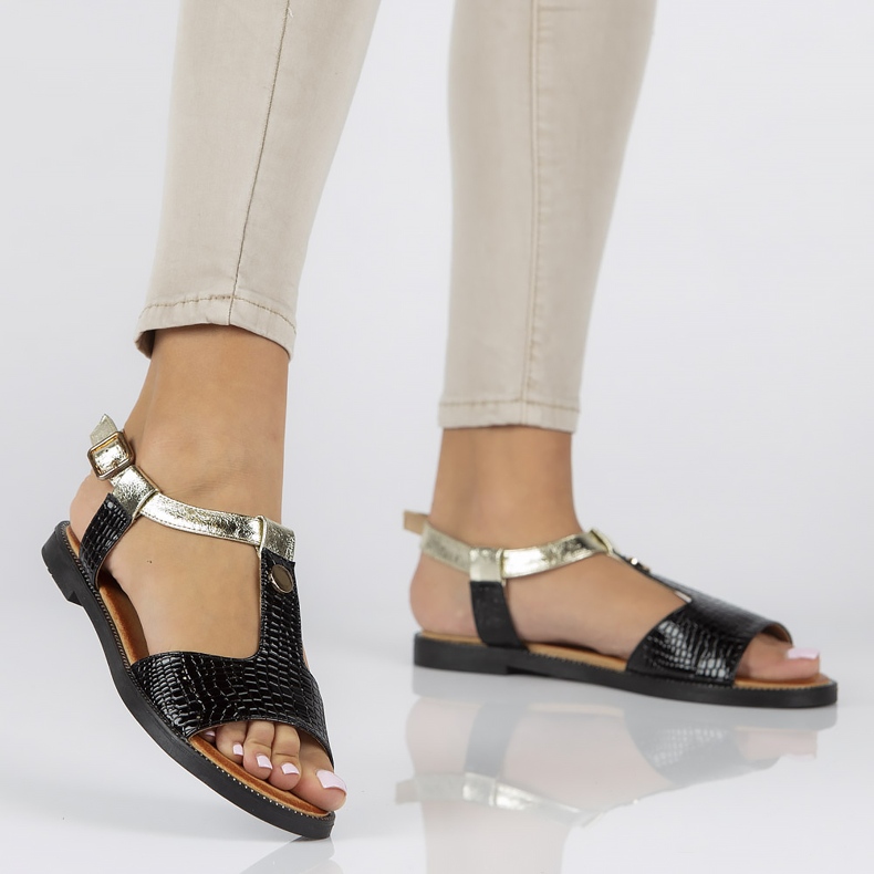 Filippo DS2099 / 22 Bk svarta sandaler gyllene 2