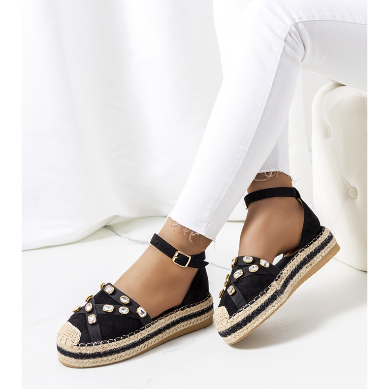 Svarta espadrillor med Dide cubic zirconia 1