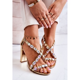 S.Barski Damsandaler på hög klack Lu Boo Golden 8258-1 Vernee gyllene 1