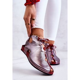 Lätt läder Maciejka 03426-20 Silverröda stövlar 1