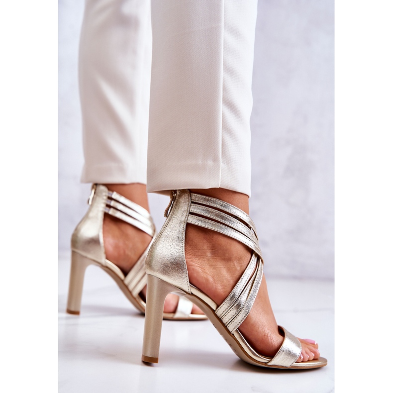 Lewski Shoes Läder Damsandaler Med Dragkedja Lewski Skor 3138 Gyllene 2