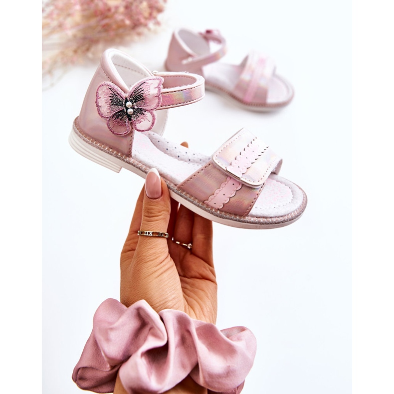 PJ2 Barnsandaler med en fjäril Rosa Nicoll 1