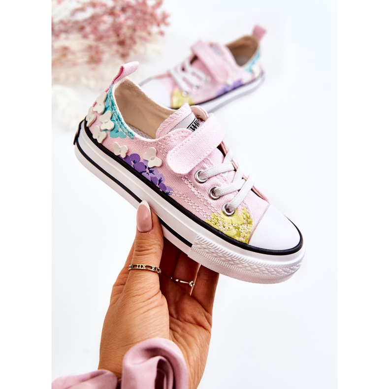 PA1 Barnsneakers Tygtryck Rosa Buster 1