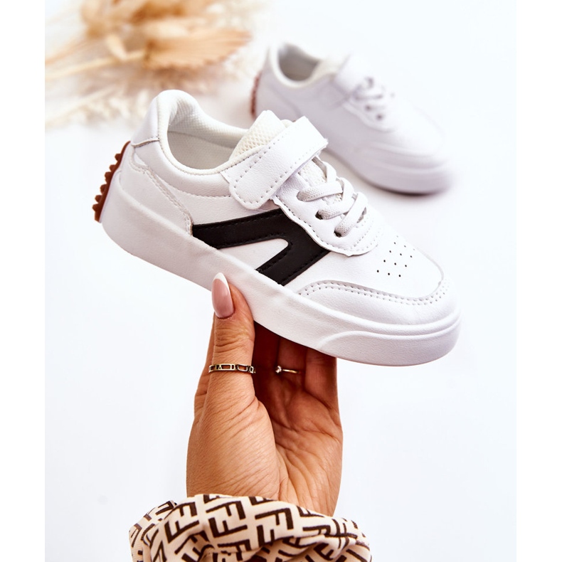 Låga sportskor i läder för barn Svart och vit Jessie 1