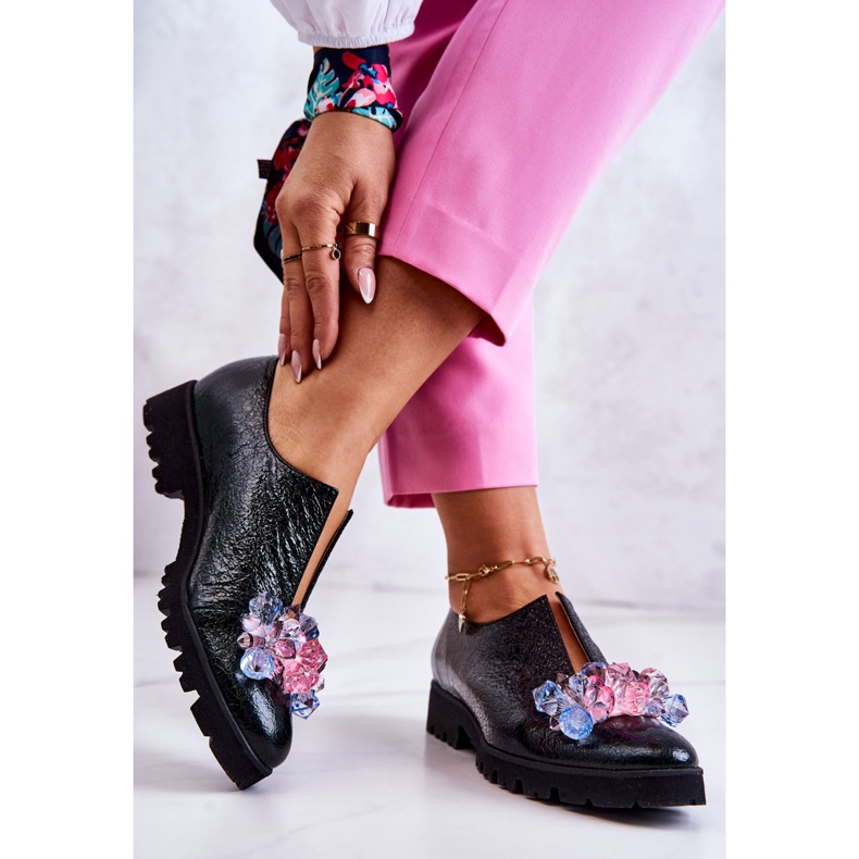 PA2 Eleganta läderskor med mörkgrön Cindy-dekoration 2