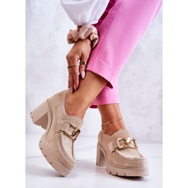 PL5 Eleganta skor på pelare med gulddekor Ljusbeige Harmell gyllene 2