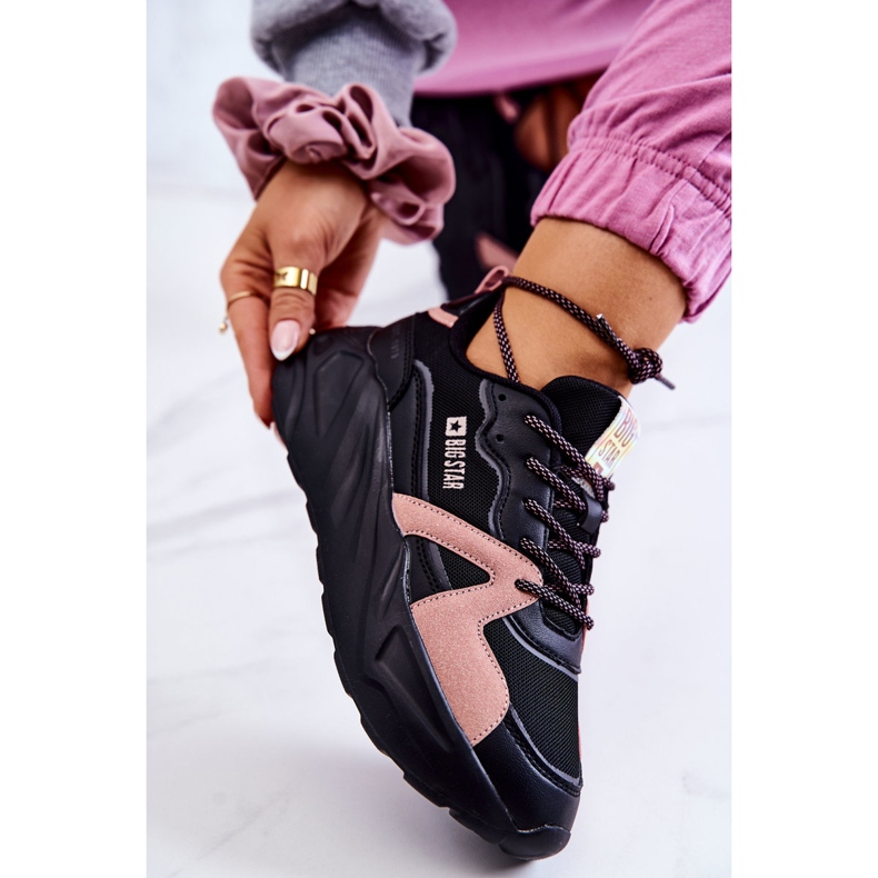 Damsneakers Memory Foam Big Star JJ274599 Svart-Rosa 2