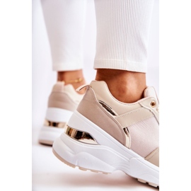 PG1 Dam Beige Activity Shiny Wedge Sportskor gyllene 2