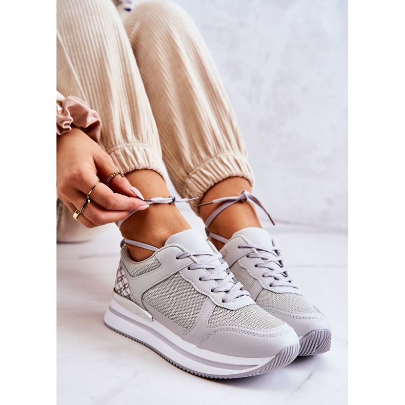 PG1 Klassiska sportskor för kvinnor på Wedge Grå Advanced silver- 1