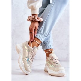 PG1 Beige Callisto Shiny Sneakers för kvinnor 2