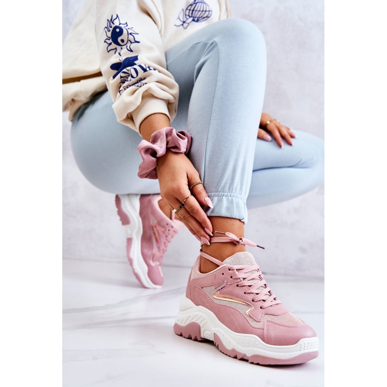 Rosa Chunky Shiny Pink Canadia Sneakers för kvinnor 1