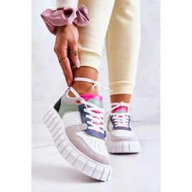 PS1 Damsportskor i läder, vit-grå florentinska grön 2