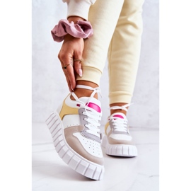 PS1 Sportskor i läder för kvinnor i vitt och beige florentinskt gul 1