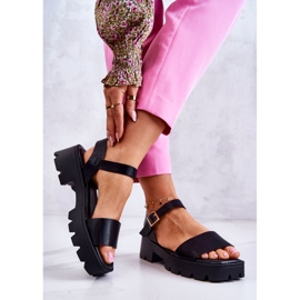 PS1 Lädersandaler På Klack Svart Sovie 2