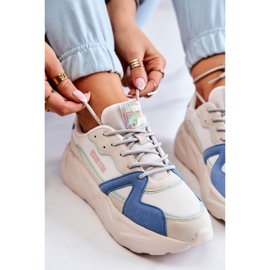 Damsneakers Memory Foam Big Star JJ274600 Beige-Blå vit 1