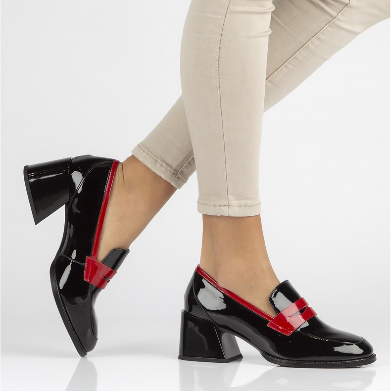 Läderpumpar Filippo DP3727 / 22 Bk svart röd 1