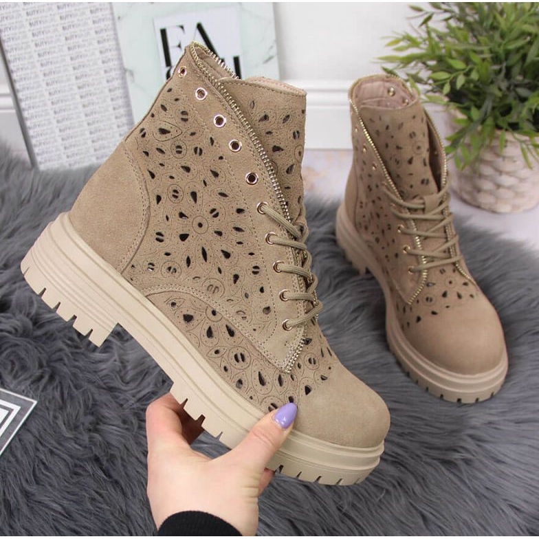 Genombrutna fjäderstövlar i läder Beige I Filippo 1