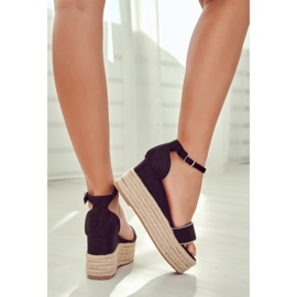 FW1 Damsandaler på en kil med svart linett av Cubic Zirconia 2